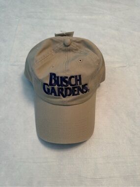 Fahrenheit Khaki Baseball Cap with Navy 'Busch Gardens' Embroidery